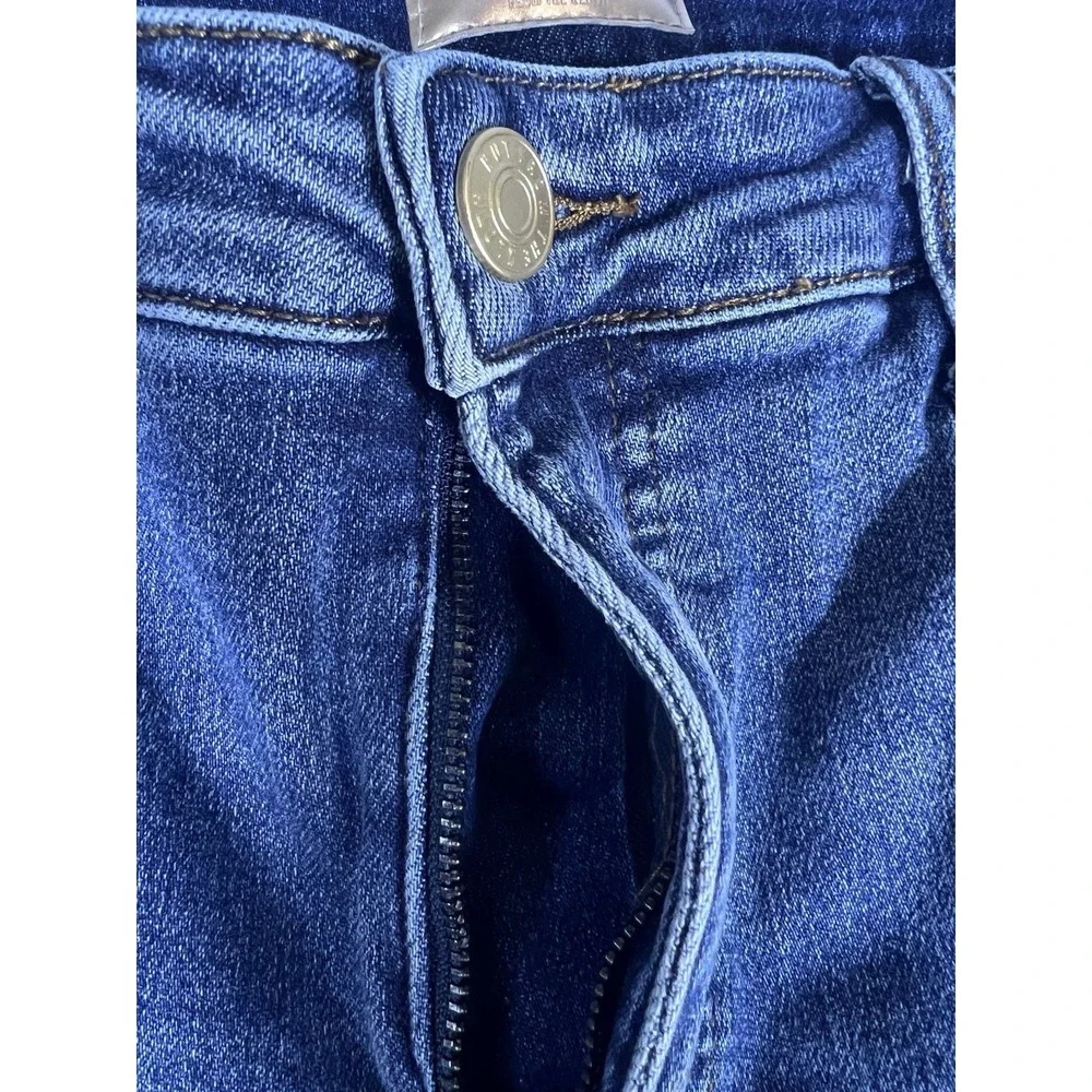 Kut from the Kloth High Rise Ankle Straight Leg Distressed Raw Hem Jeans Blue